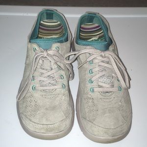 DANSKO “Elise” grey/teal suede sneaker, 37, EUC
